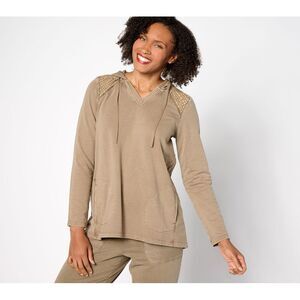 LOGO Life by Lori Goldstein Women's Top Sz S French Terry Pullover Brown A630233